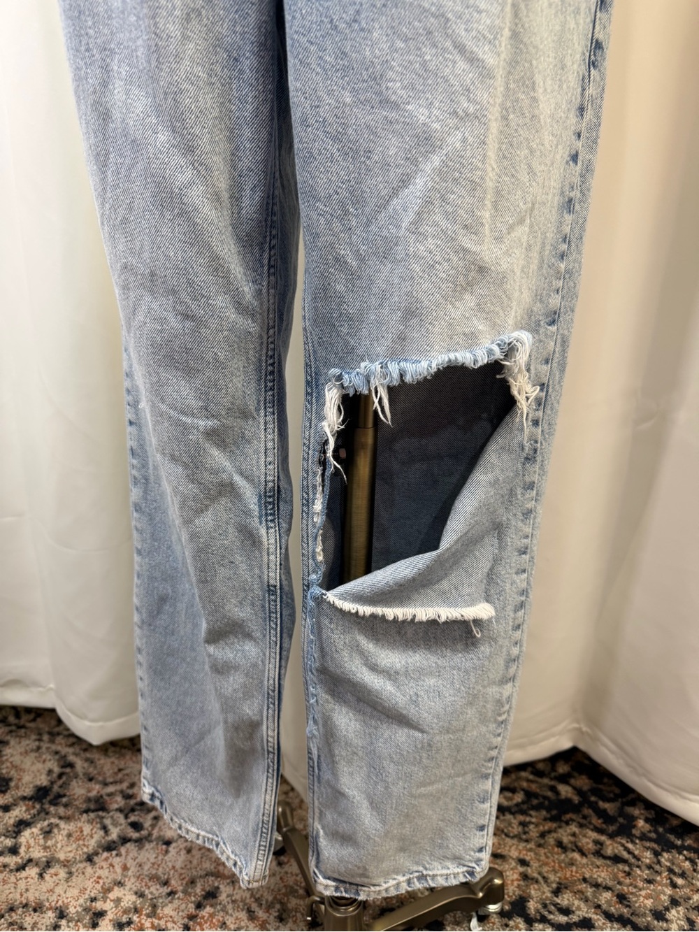We The Free High Rise Light Blue Distressed Wide Leg Jeans - Picture 5 of 14